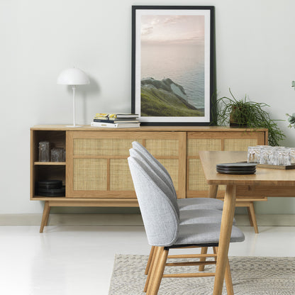 Buffet 180 cm 2 portes - Bois et rotin - CAPRI