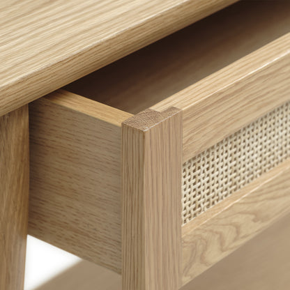 Console 120 cm 2 plateaux 1 tiroir - Bois et rotin - CAPRI