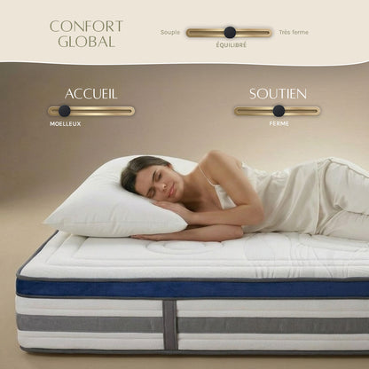 Ensemble literie QUINTESSENCE + accessoires - 30 cm d'épaisseur - Accueil moelleux, soutien ferme