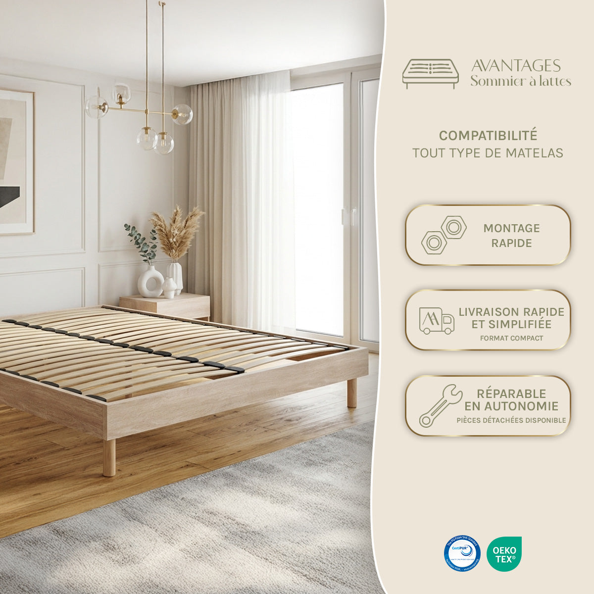 Ensemble literie QUINTESSENCE + accessoires - 30 cm d'épaisseur - Accueil moelleux, soutien ferme