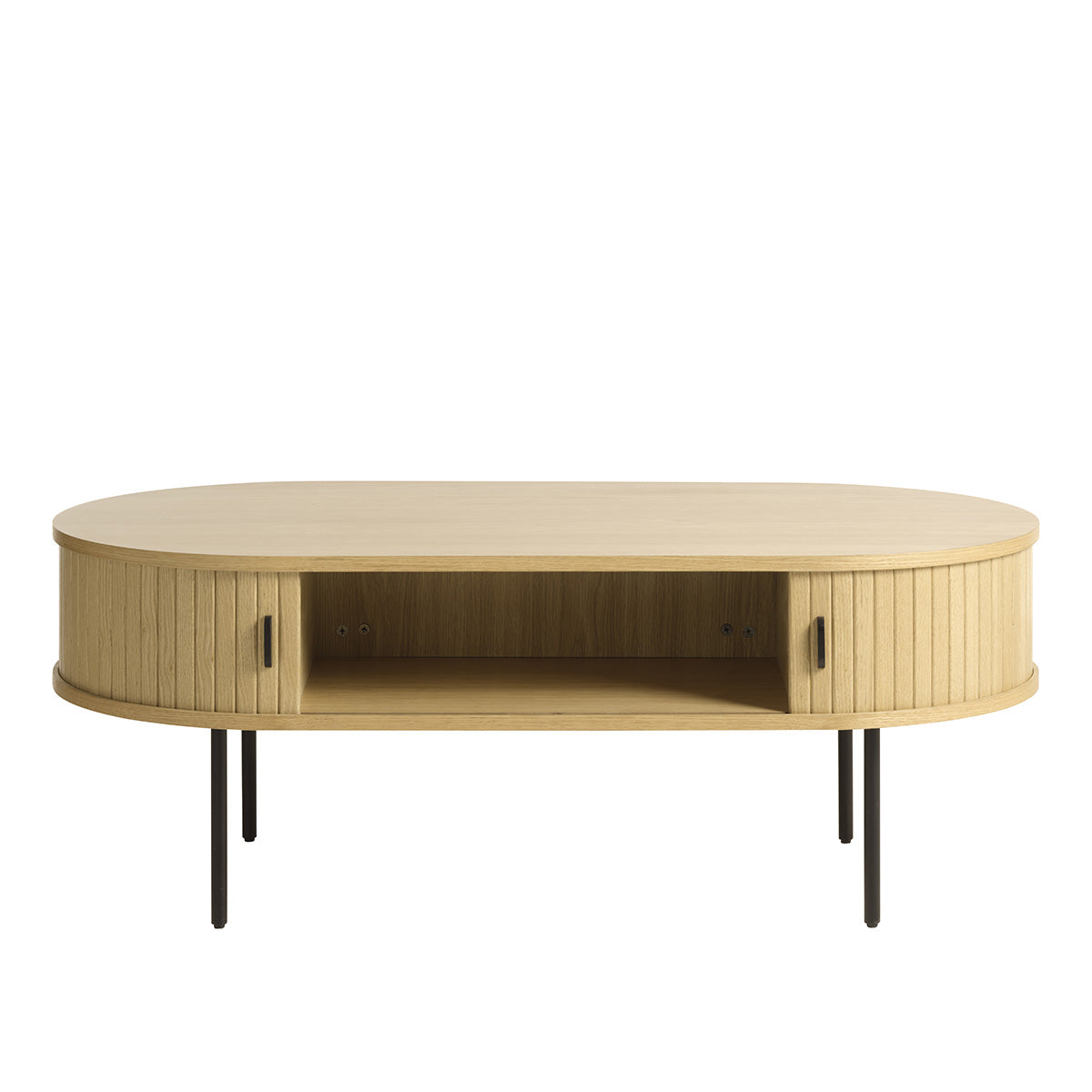 Table basse ovale 120 cm 2 portes - Bois - ALBA