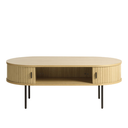 Table basse ovale 120 cm 2 portes - Bois - ALBA