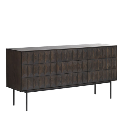 Buffet 160 cm 2 portes 3 tiroirs - Bois foncé - POSADA