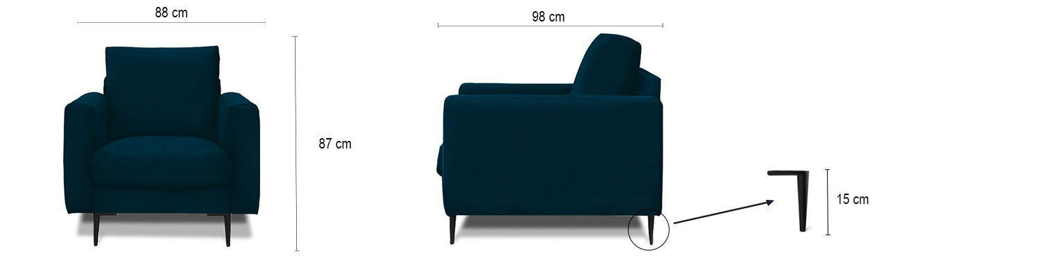 DESCRIPTIF TAILLE CARUSO FAUTEUIL VELOURS PREMIUM