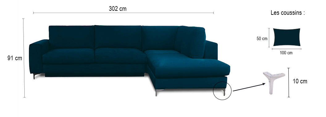 DESCRIPTIF TAILLE FIESOLE ANGLE 4 PLACES VELOURS PREMIUM